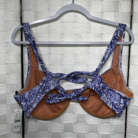 J. Crew Womens Cross Back Underwire Bikini Top Size 42D In Dandelion Swirl - Picture 11 of 11